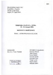 Terenska nastava: Istra, 15. - 20. listopad 2004. , Motovun i Mošćenice
Tema: Antropologija religije