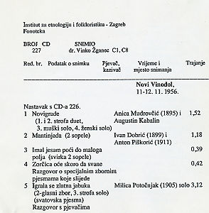 Folklorna  glazba - Novi Vinodolski, 1956.