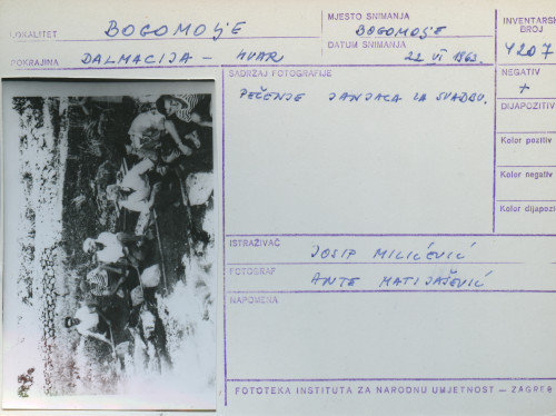 Folklorna građa (običaji) otoka Hvara, 1966. Pirne maškare. Pečenje janjaca za svadbu.