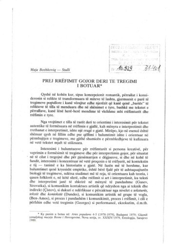 Prej rrëfimit gojor deri tregimi i botuar