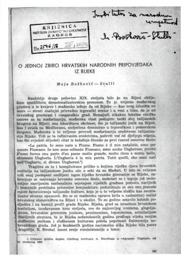 O jednoj zbirci hrvatskih narodnih pripovijedaka iz Rijeke