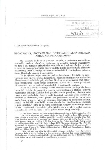 Regionalna, nacionalna i internacionalna obilježja narodnih pripovijedaka