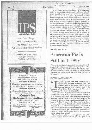 Slavenka Drakulich: "American Pie Is Still in the Sky" (novinski članak)