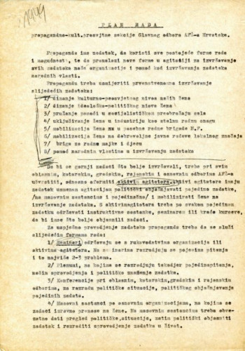 AFŽ - plan rada 1949.