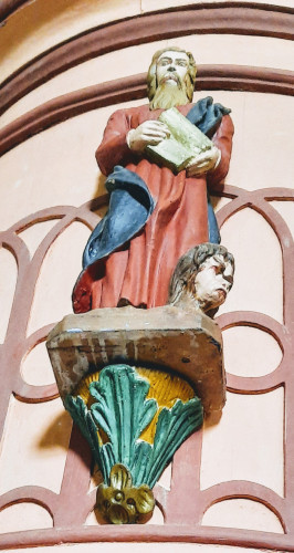 Kip evanđelista Marka s lavom, propovjedaonica župne crkve sv. Emerika Kostel