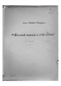 Narodne melodije iz Istre i s otoka, sv. II.; pjesme 60 - 106, 1952.