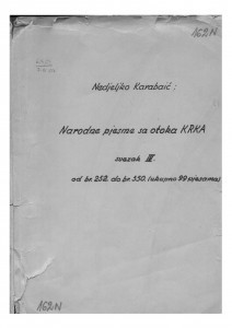 Narodne popijevke s otoka Krka, sv. IV., (ONŽO NZ 73 d), 1946- 1953.